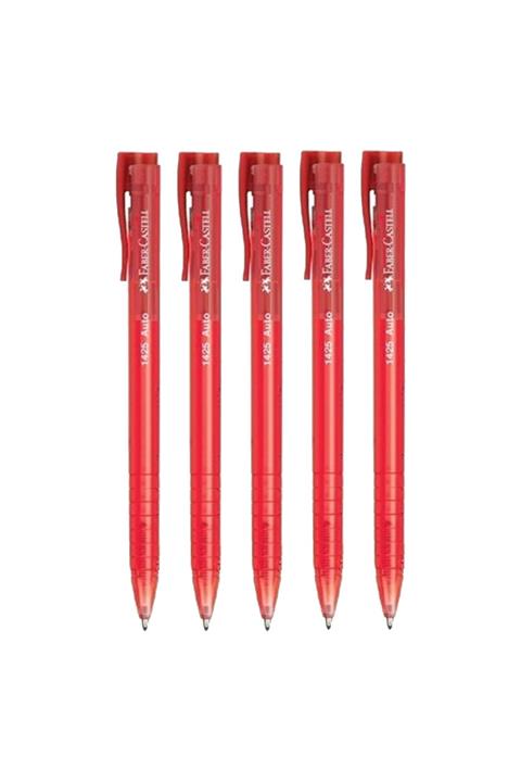 Faber Castell 1425 Auto Kırmızı Tükenmez Kalem 5'li Set