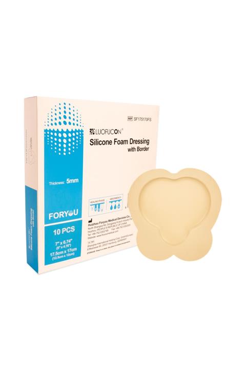 luofucon ® Silikon Jel Yapışkan Kenarlı Çok Katmanlı Köpük Yara Örtüsü 17.5x17cm (sakrum)