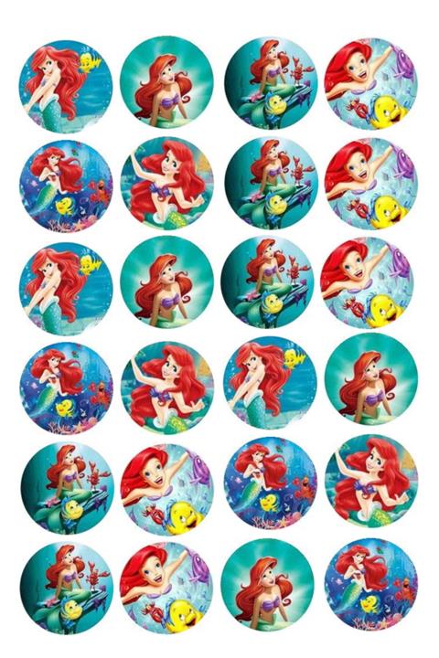 SEVVOM Boutique Deniz Kızı Ariel Resimli Yenilebilir Pasta ve Kurabiye Şeker Kağıdı
