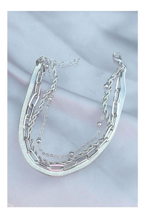 Clariss Gümüş Renk Metal Zincir Detaylı Halhal