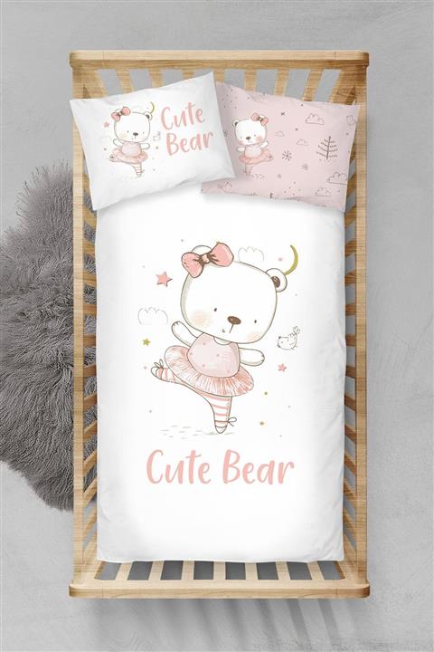 Tuğba Kuğu Pembe Organik Bebek Nevresim Takımı