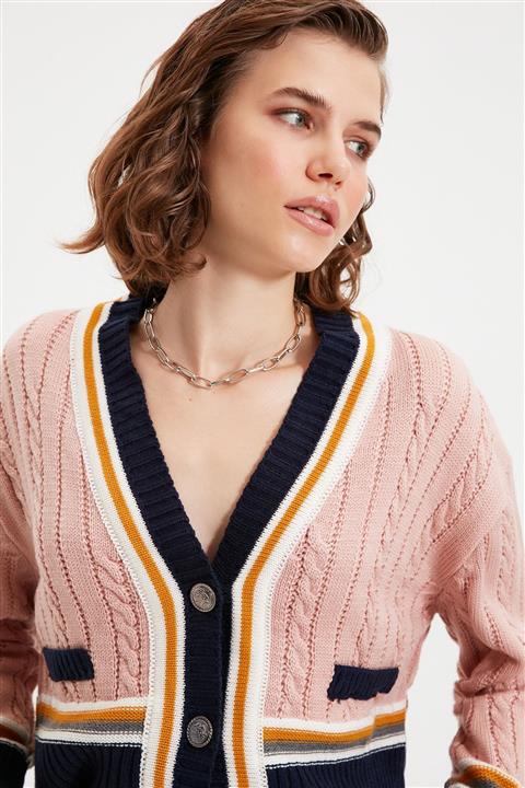 TRENDYOLMİLLA Pudra Düğme Detaylı Triko Hırka TWOAW20FV0017