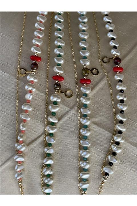 GMZ GARAGE Yeni Sezon Fimo Toplu Ve Akrilik Incili Altın Kaplama Halhal 3lü Set