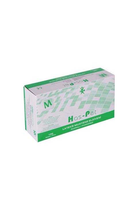 HasPet Lateks Muayene Eldiveni Pudralı Beyaz 20x100'lü Medium Beden