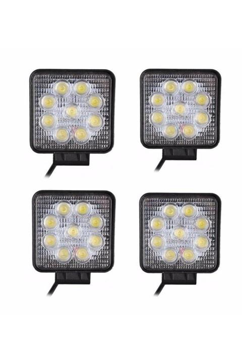 Forza Off Road Beyaz Işık Sis Farı Lambası 9 Led Kare 12-24 Volt 4 Adet
