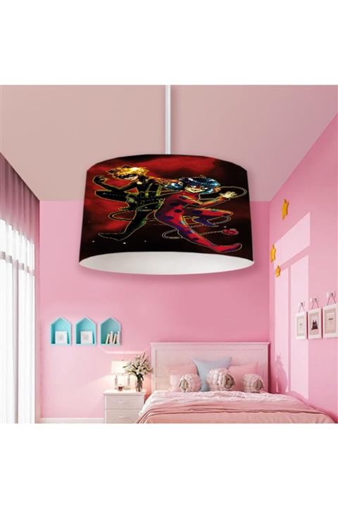 Marateks Kara Kedi Ve Uğur Böceği Desenli Genç Ve Çocuk Odası Avizesi