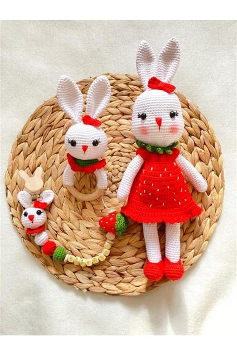 TOYSCİTY Çilekli Tavşan Çıngırak Seti