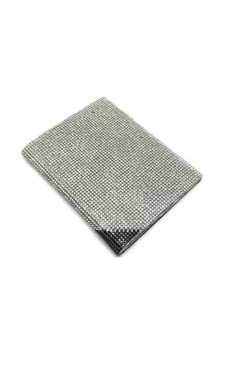 Oto Aksesuarcım Kristal Taşlı Ruhsat Kabı Kılıf Çapraz Siyah Gümüş