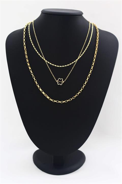 canlisepet Zincir Kolye Gold Yonca Figürlü 3lü'set