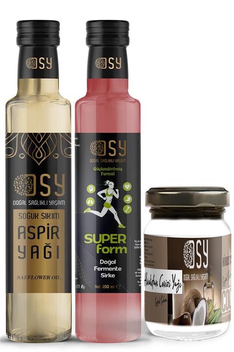 doğal sağlıklı yaşam 250ml Aspir Yağı 250ml Süper Form Sirkesi 210ml Hindistan Cevizi Yağı