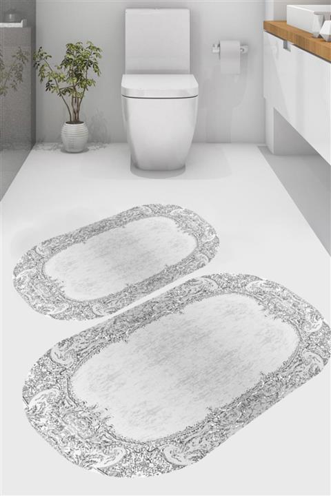 MODANOİVA Pırlanta Çerçeve Desenli 2'li Banyo Paspası (50x60 - 60x100 )