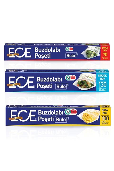 Ece Buzdolabı Poşeti Rulo Küçük Büyük Orta 4'lü Set 400 Adet