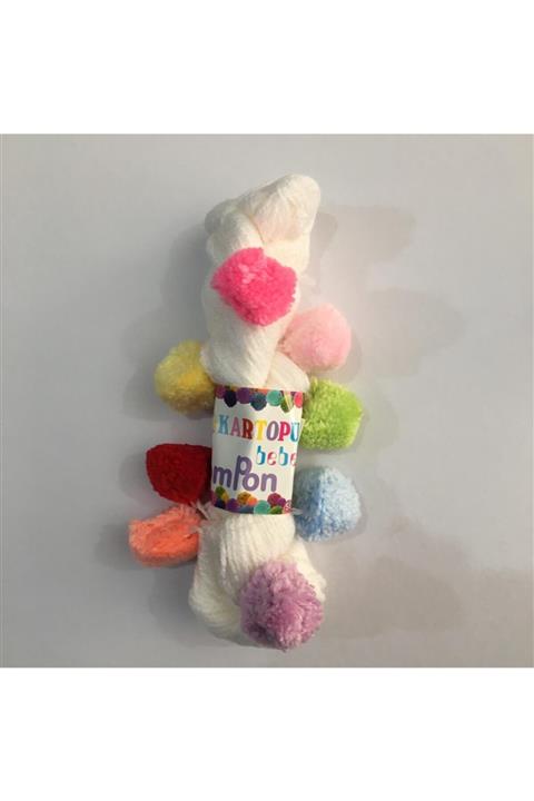 Kartopu Bebe Pompon Beyaz