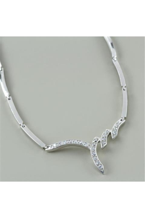 AQUES Ay Tacı Parçası Zirkon Taşlı Kolye