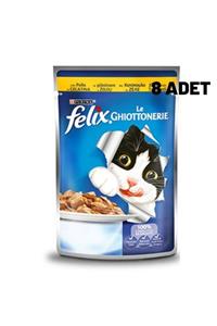 FELIX Tavuklu Yaş Kedi Maması 100gr X 8 Adet