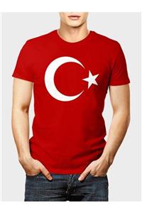 Zeplin Unisex Kırmızı Türk Bayraklı T-shirt