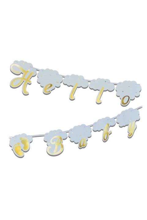 Parti Station Hello Baby Gold Varaklı Banner