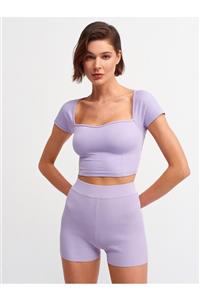 Dilvin 3767 Kısa Kollu Crop Top