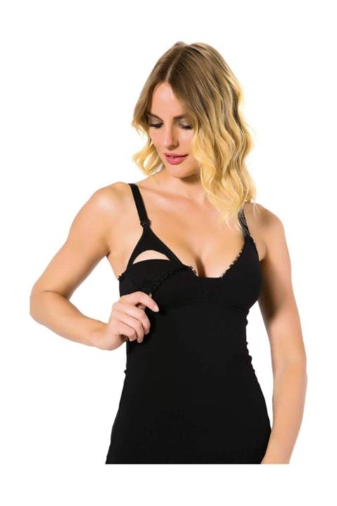 bejamonti Kadın Siyah Pamuklu Emzirme Atleti