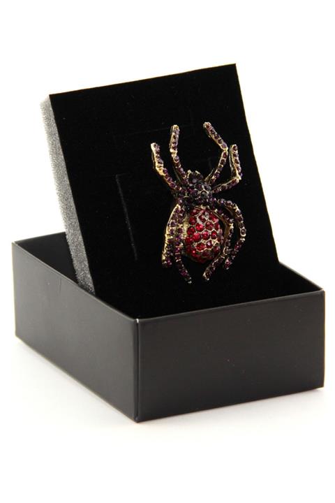 Zaim Aksesuar Kırmızı Taşlı Örümcek Broş
