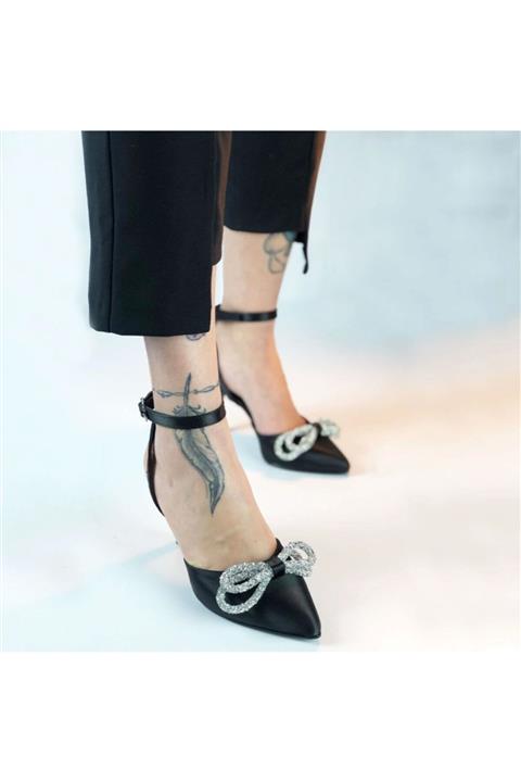 Pappuccino Stiletto Parlak Fiyonklu Siyah Jesy