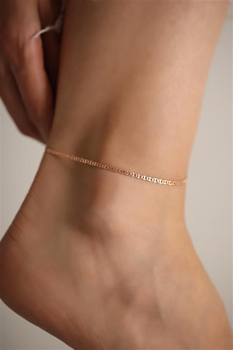 İzla Design Kadın Rose Ezme Barlı Model Kaplama Gümüş İtalyan Halhal