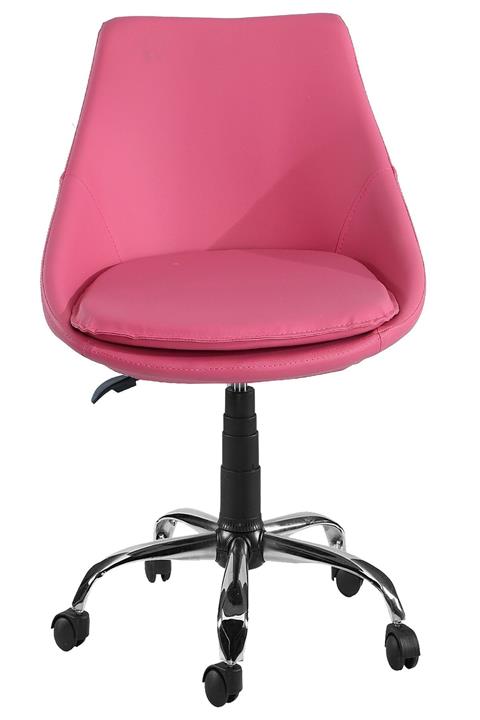 SANDİNO Neptün - Pembe , Deri, Metal Ayaklı Ofis Çalışma Sandalyesi