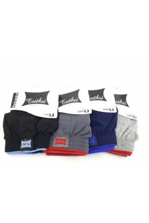 Tutku Erkek Penye Düğmeli Boxer Karışık Renk 12'li Paket 0117