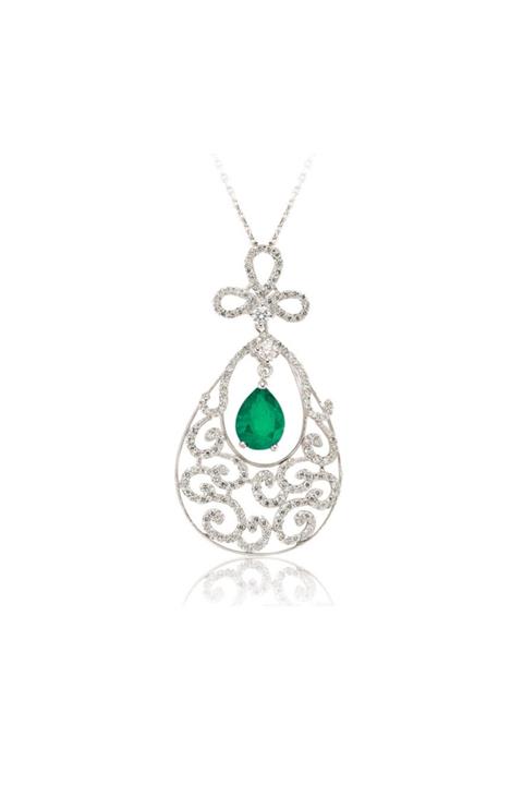 Emel Pırlanta 2.70 Ct. Pırlanta Zümrüt Kolye