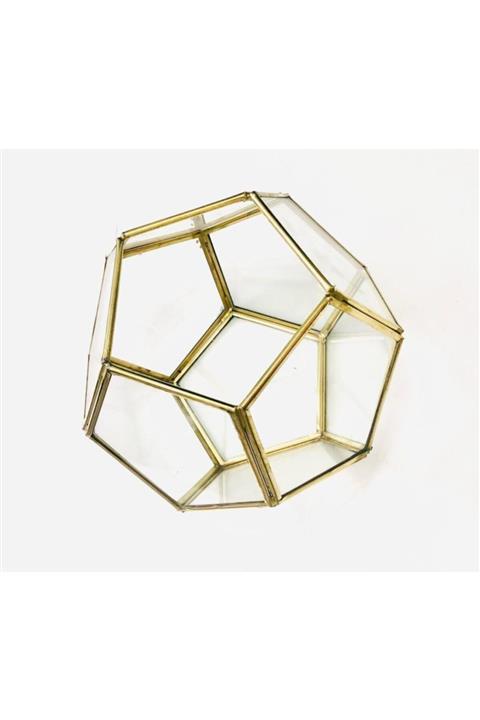 Renk Seli Geometrik Cam Fanus Teraryum Küre Sarı