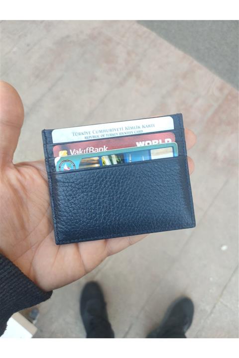 VANİLLA COLLECTİON Hakiki Deri Unisex Lacivert Slim Kartlık Cüzdan