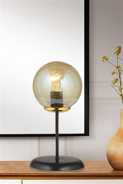 KARDELEN AYDINLATMA AVİZE Siyah Masa Lambası Bal Glop Camlı Lüks Avize