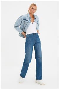 TRENDYOLMİLLA Koyu Mavi Yüksek Bel 90's Wide Leg Jeans TWOAW22JE0904