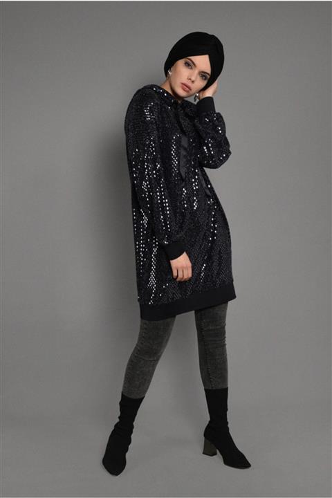 TRENDTESETTÜR Kapüşonlu Pul Payet Tunik T 75881