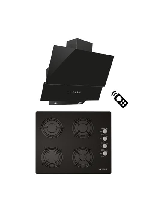 Alveus Pure Siyah 2'li Ankastre Set (ocak+davlumbaz)
