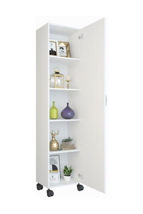 Kenzlife mutfak dolabı mine 188*030*032 byz kapaklı tekerlekli banyo evrak ofis kitaplık ayakkabılık