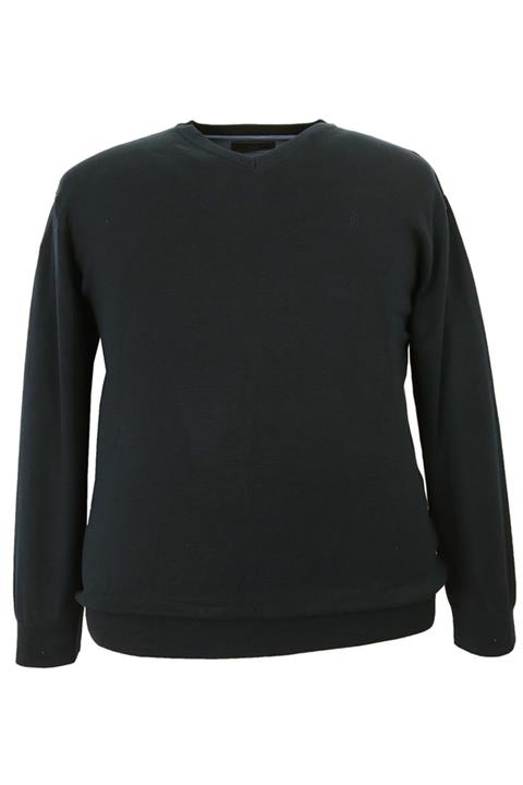 rugatchi Erkek Büyük Beden Triko Kazak Siyah V Yaka