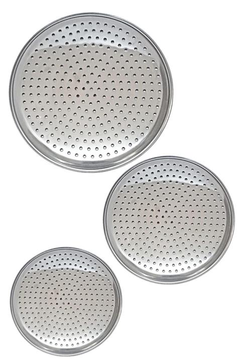 QNİAY Pratik Lüx Paslanmaz Çelik Pizza Pişirme Altlığı 3 Lü Tepsi Seti 20-22-24 cm Master Chef Pizza