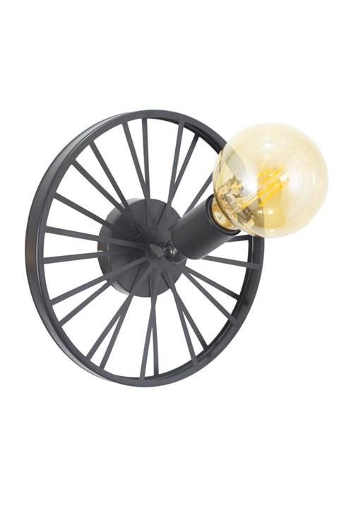 Lambadar Rustik Retro Modern Model Şık Siyah Aplik Büyük Teker Model Camsız