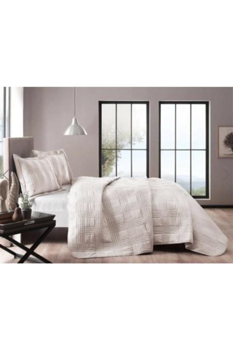 Taç Yatak Örtüsü Seti Serena Çift Kişilik Ekru