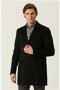 Network Slim Fit Siyah Kaşmir Palto