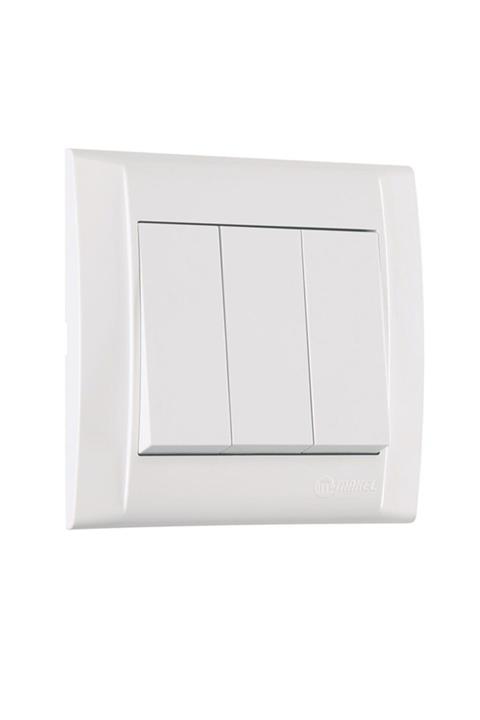 MAKEL Beyaz Üçlü Anahtar (1 3) Mekanizma Kapak