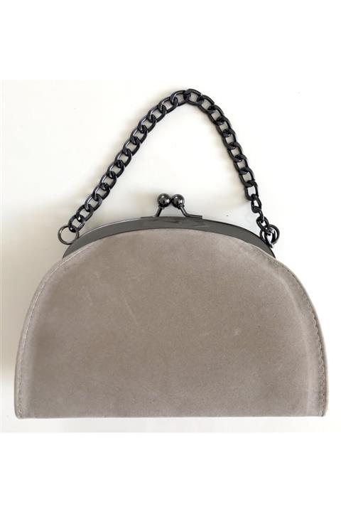 Abiye Butik Çanta Ten Süet Mini Model Abiye Çanta