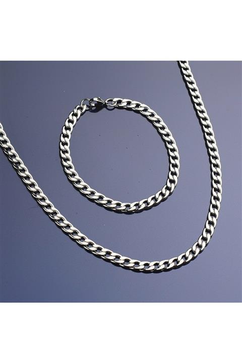 idolavm Ince Çelik Erkek Kolye Bileklik Set