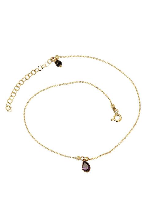 Bilezikci Kadın Mor Damlataşlı 14 Ayar Altın Halhal