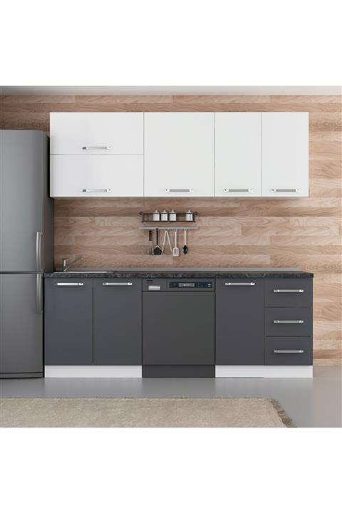 Minar 220 Cm Mutfak Dolabı Beyaz Antrasit 220-a10