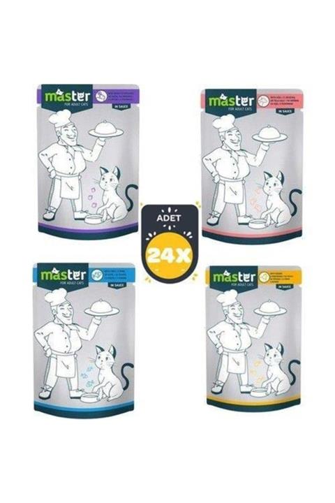 Masterline Master Kedi Maması Karışık Pouch Yaş Mama 80 Gr 24'lü