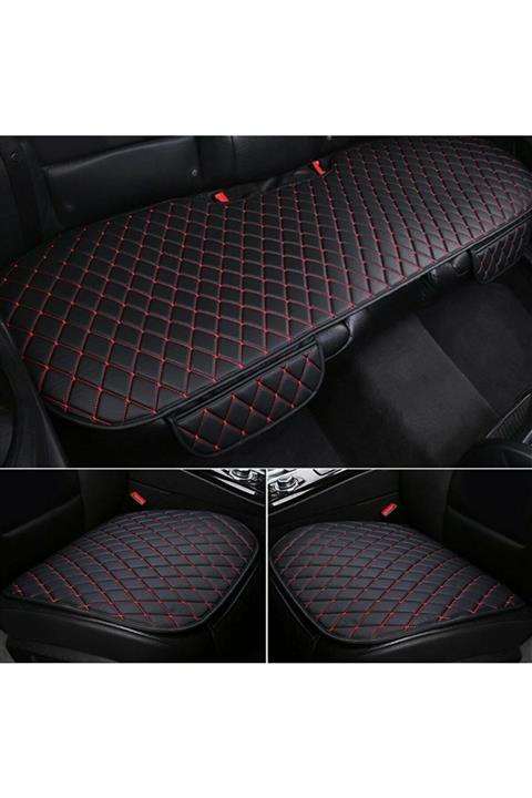 mutlu oto Seat Leon Mk3 2013 Ve Sonrası Kırmızı Nakışlı Deri Minder