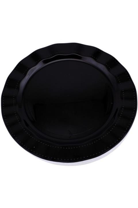 Yakamoz home Parti Aksesuar Siyah Renk Lüks Plastik Mika Yuvarlak Tabak 26 Cm 6 Adet