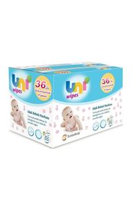 Uni Baby Uni Wipes Havlu Mendil Mavi Plastik Kapaklı 36'lı Set 2016 Yaprak